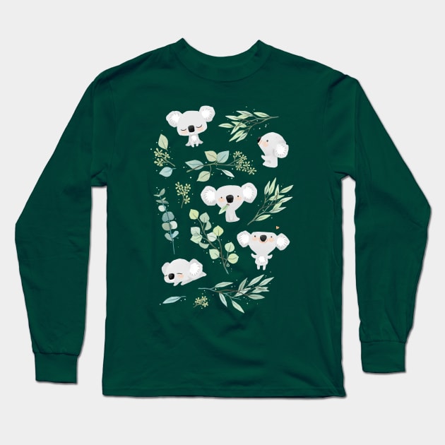 Koala and eucalyptus Long Sleeve T-Shirt by Freeminds